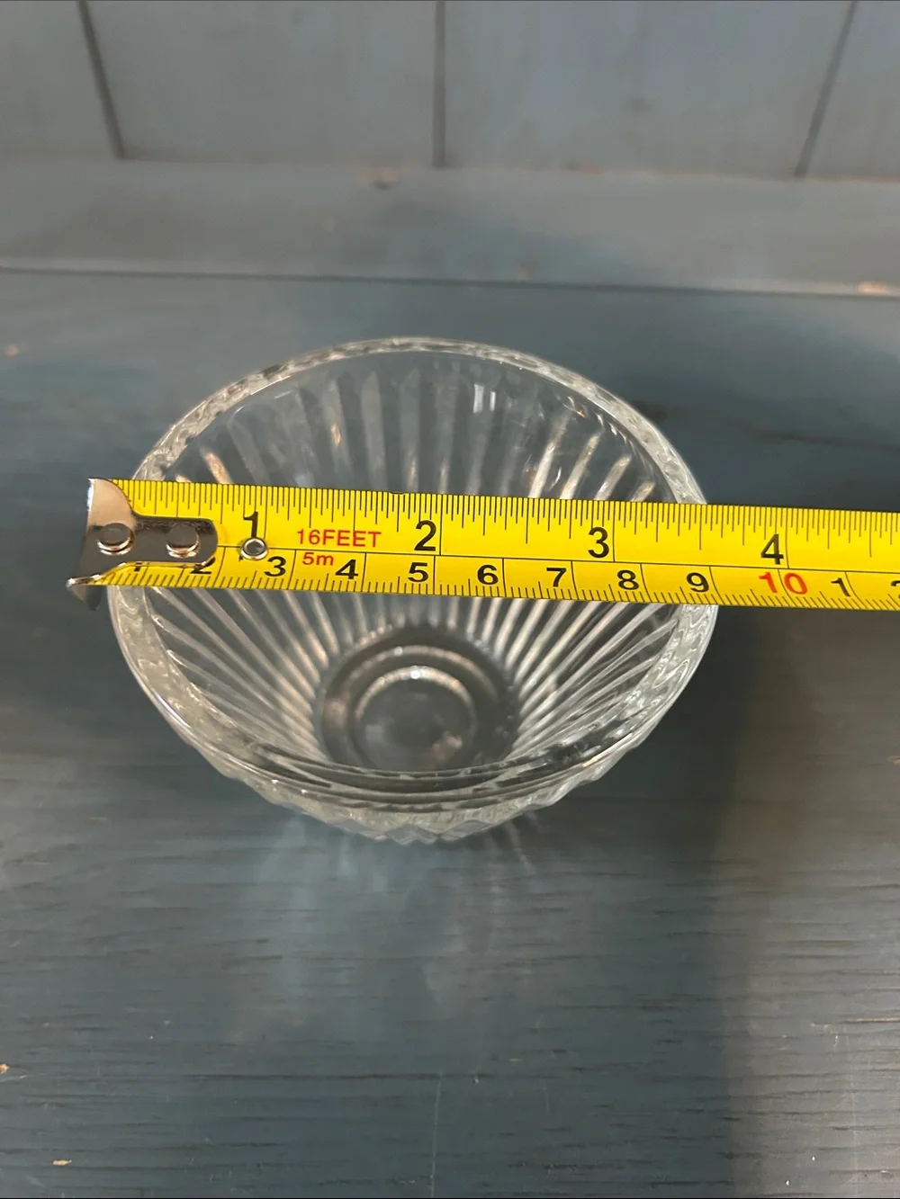 Vintage Clear Glass Ribbed Serving Mini Bowl - Home Dining